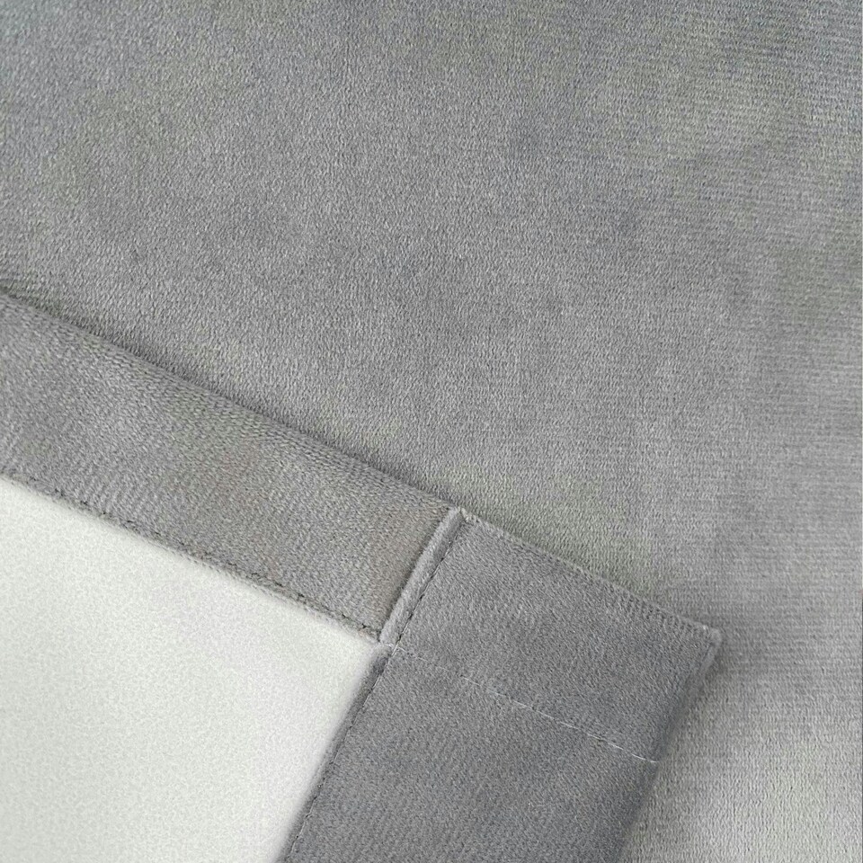 image 1 of Oxford Grey Velvet Curtains 66 x 90 inch (168 x 229 cm) 100% Blackout Pencil Pleat Thermal Noise Reducing Curtains for Bedroom and Living Room