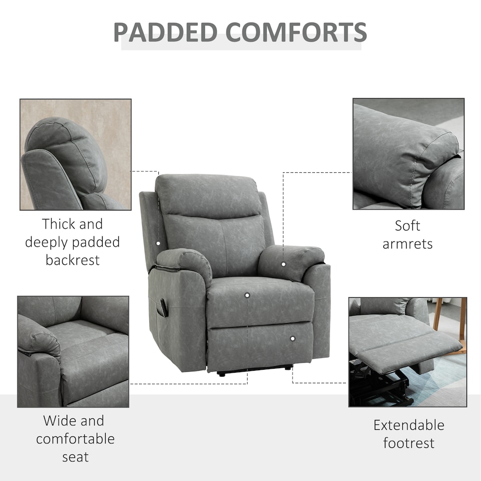 image 1 of HOMCOM Power Lift Chair Electric Riser Recliner with Remote Control, Grey