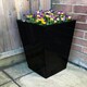 image 3 of Primrose Black Gel Coat Plant Pot Tall Flared Square Fibreglass 60cm x 34cm