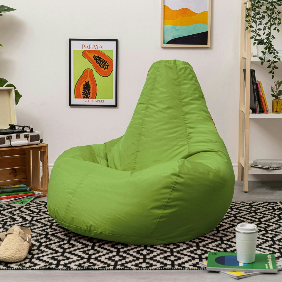 image 1 of icon Recliner Indoor Outdoor Bean Bag Lime Green Bean Bag Chair Green | Green
