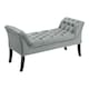 image 1 of Living and Home Contemporary Velvet Buttoned Bench with Black Wood Legs