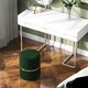 image 8 of HOMCOM Round Pouffe, Storage Footstool with Cushioned Top, Dark Green Green