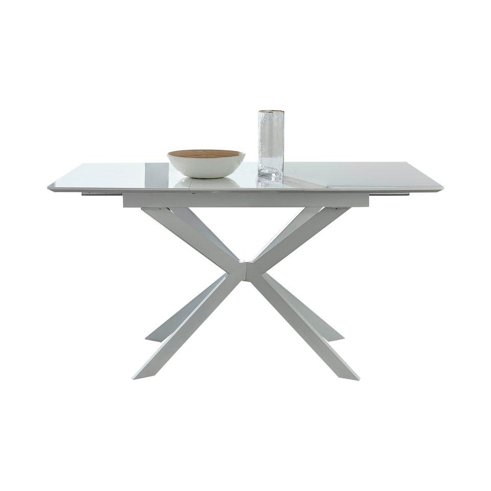 image 1 of Furniturebox Lira 120cm Rectangular Extending White High Gloss 4 6 Seat Dining Table