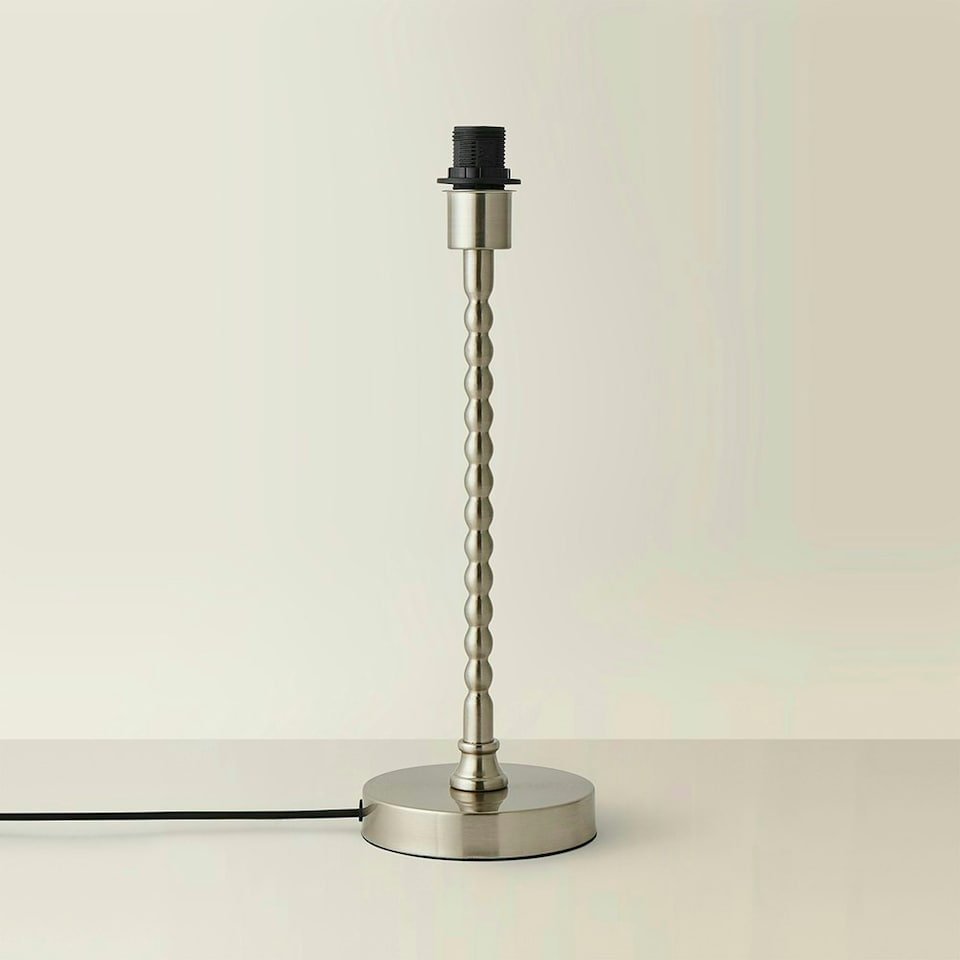 image 1 of ValueLights Maeve Brushed Chrome Bobbin Bobbled Metal Table Lamp Base | Silver