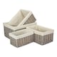 image 1 of Set of 4 Grey Wash White Cotton Lined Willow Storage Baskets | Brown | White | Not provided | 4