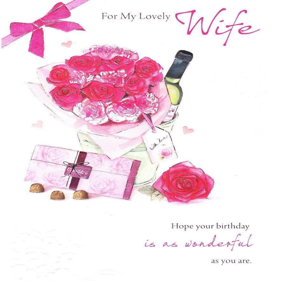image 1 of For My Lovely Wife Traditional Nice Verse Flower Birthday Card