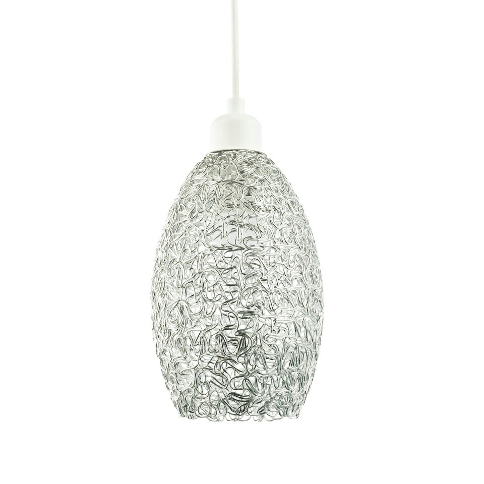 image 1 of Industrial and Contemporary Twisted Wire Mesh Metal Light Shade in Shiny Silver