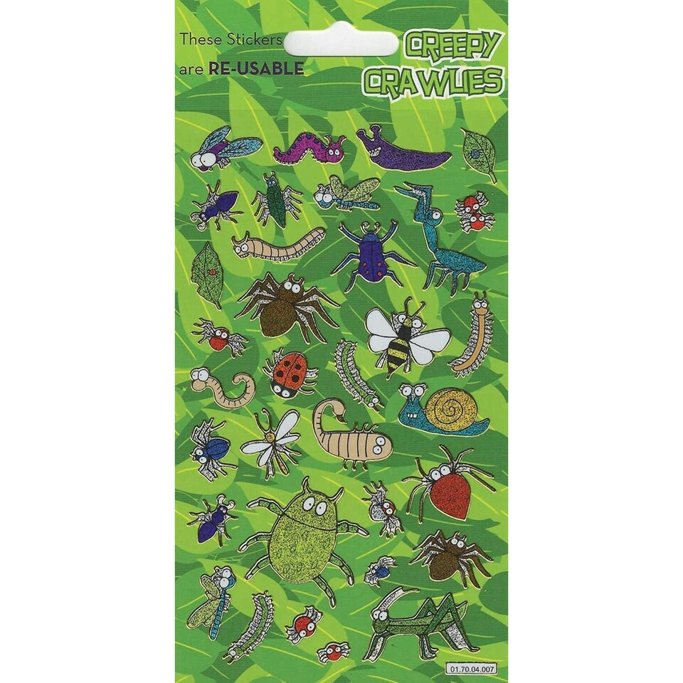 Paper Projects Creepy Crawlies Reusable Sparkle Stickers - Green/Multicoloured - One Size