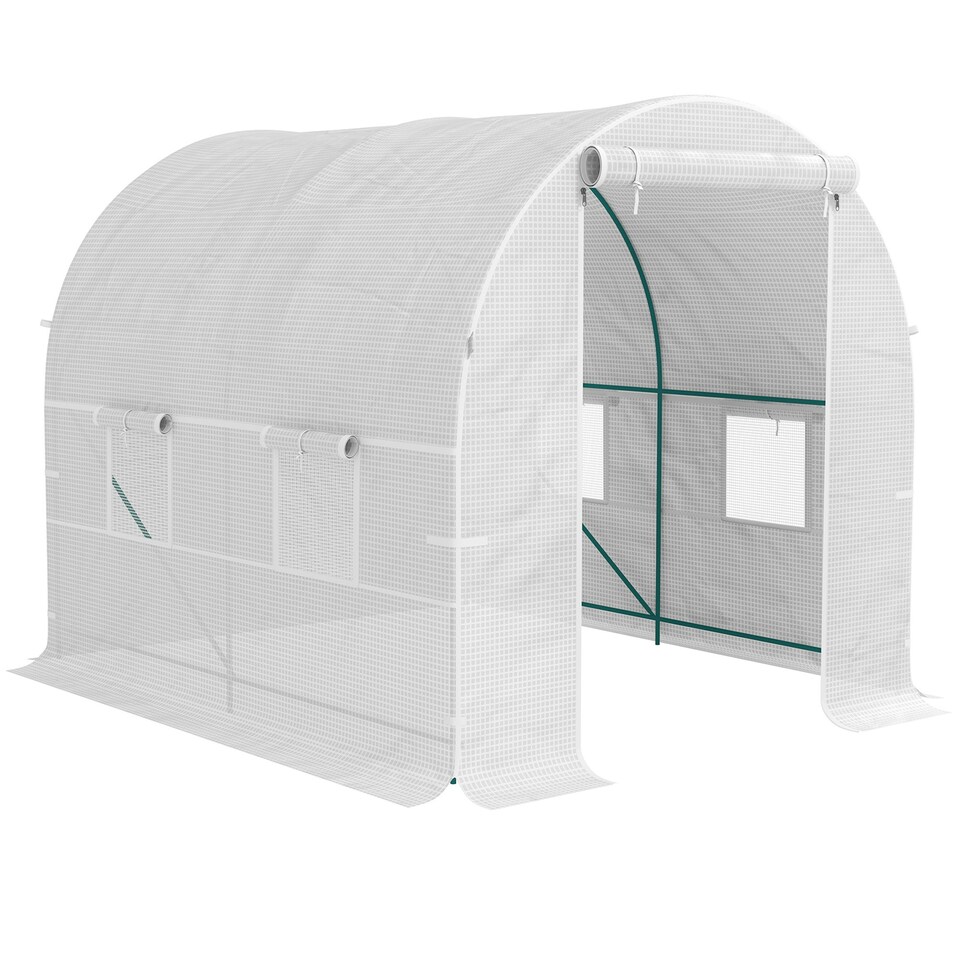 image 1 of Outsunny Polytunnel Greenhouse Outdoor Grow House Roll Up Door Windows 2x2.5m