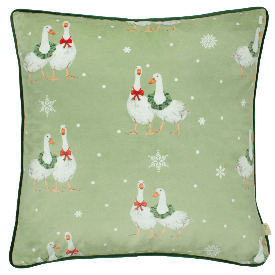 image 1 of Evans Lichfield Winter Geese Printed Cushion, , 43 x 43cm