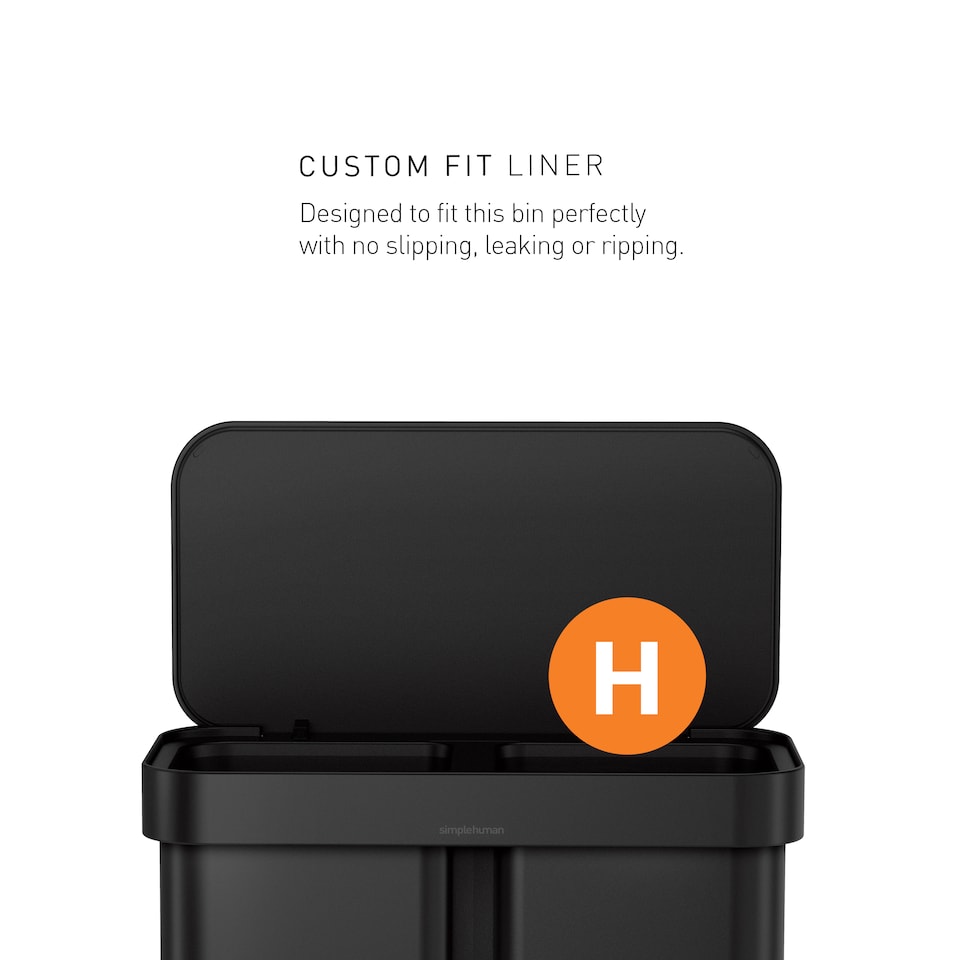 image 1 of Simplehuman 58L Recycling Rectangular Pedal Bin with Liner Pocket, Matte Black Steel