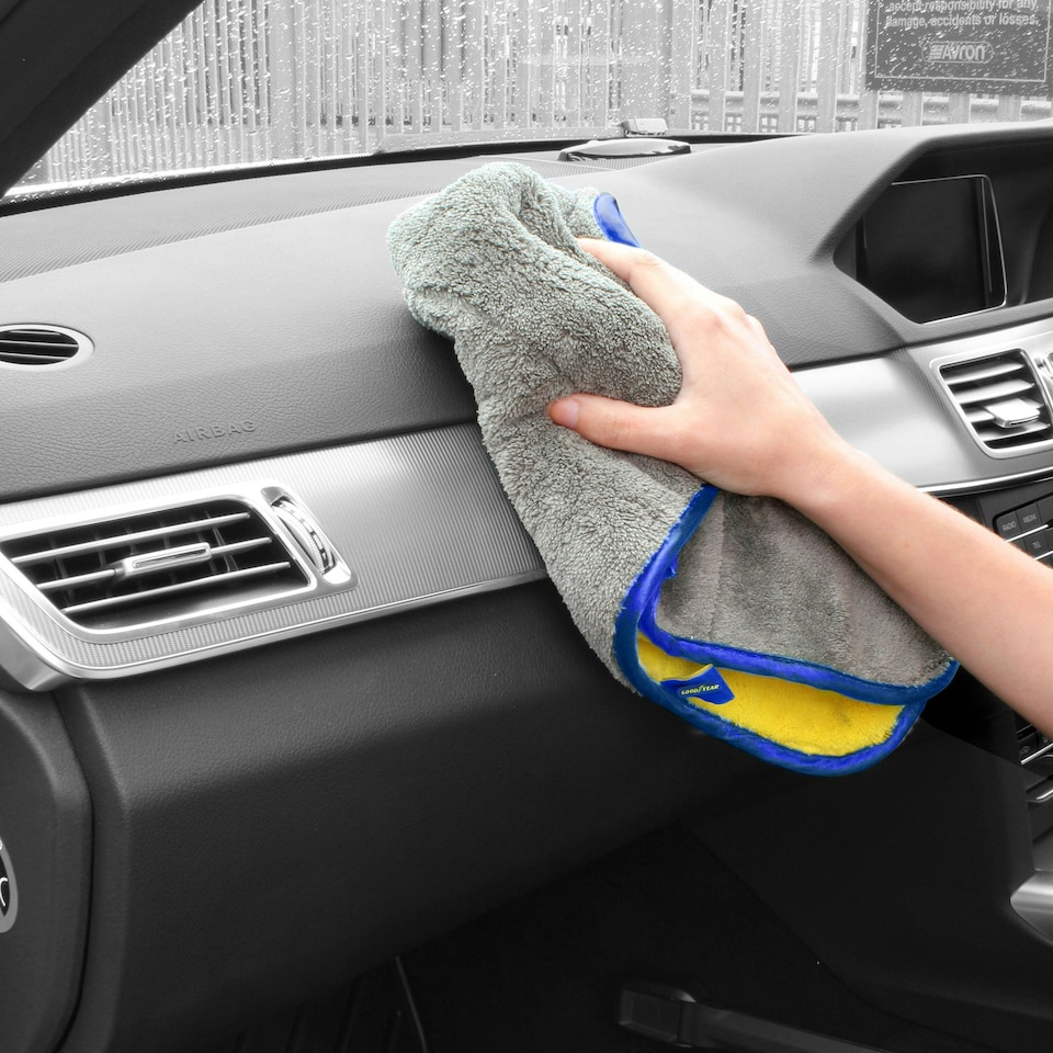 image 1 of Goodyear Large Super Absorbent Car Wash Microfiber Towel Cloth Car Cleaning Yellow