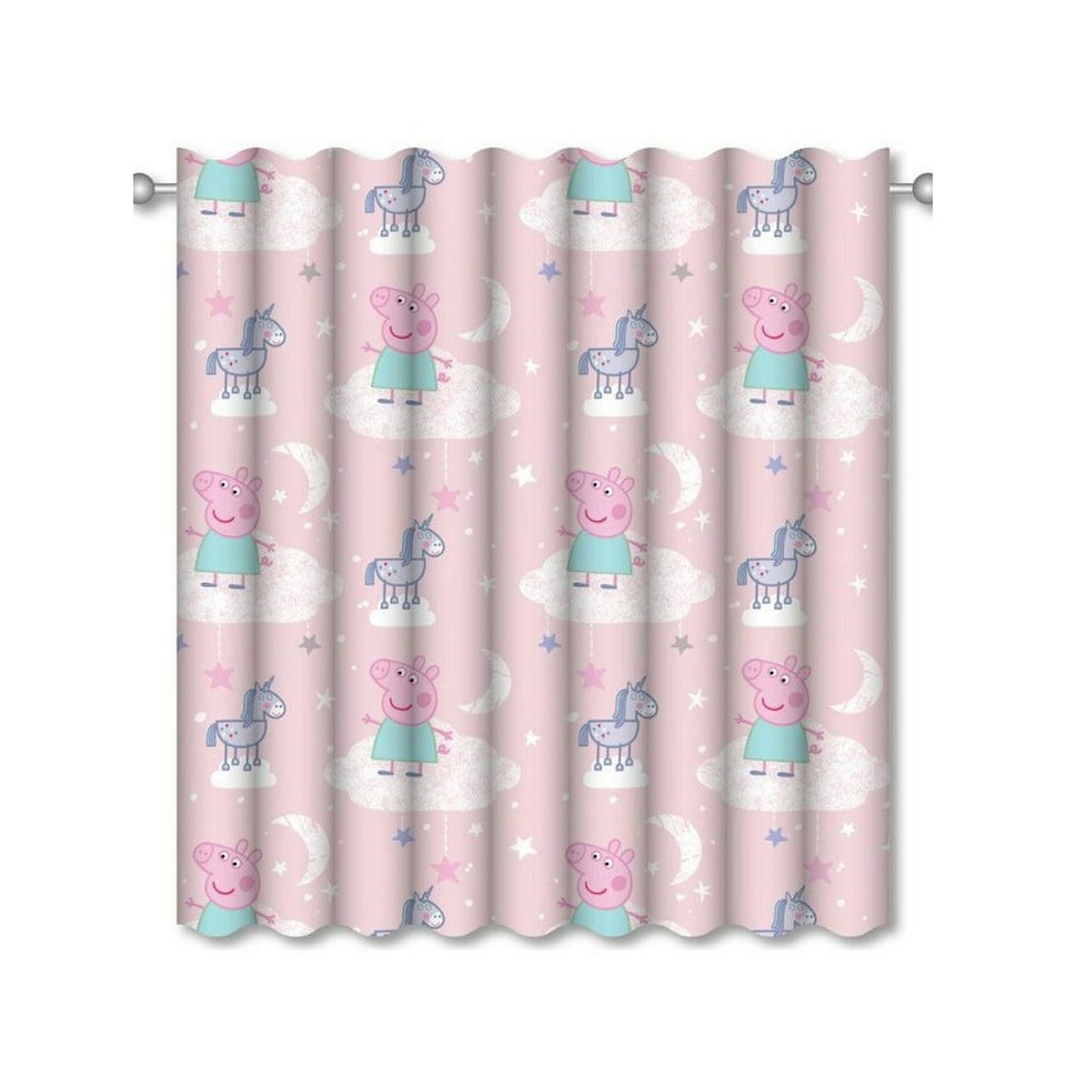 image 1 of Peppa Pig Stardust Pencil Pleat Curtains (Pack of 2) - Pink - 54in x 66in Pink