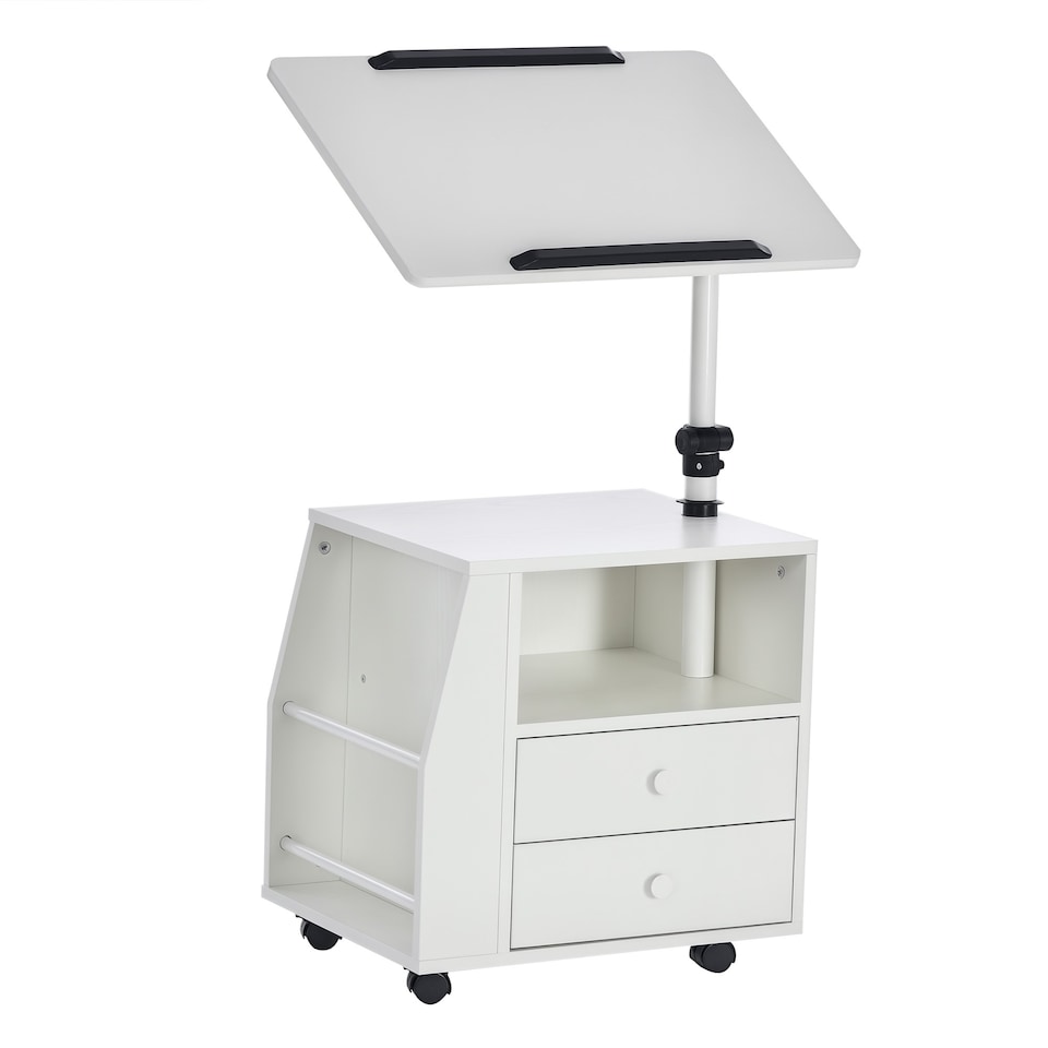 image 1 of HOMCOM Functional Swivel Bedside Table End Table Side Table for Living Room Nightstand for Bedroom