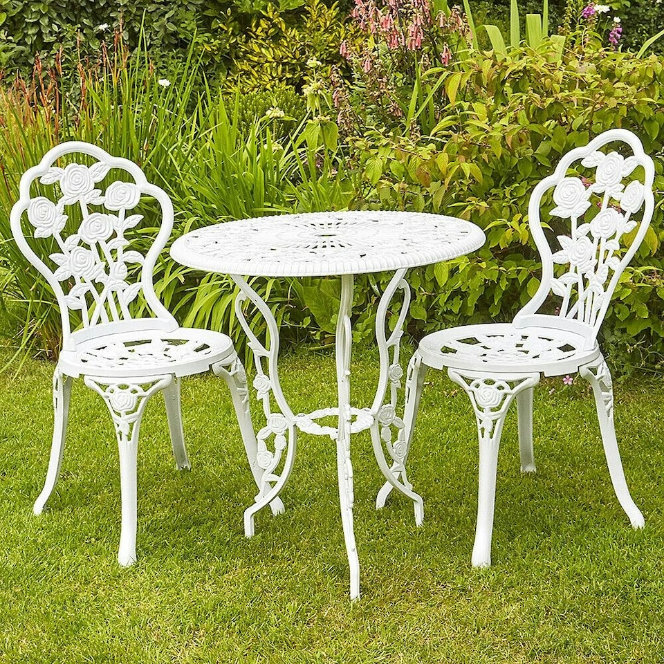 image 1 of Bistro Set Outdoor Patio Garden Furniture Table and 2 Chairs Metal