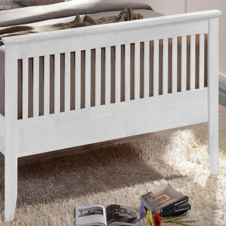 image 1 of 4ft6 Double White Shaker Wood Wooden Bed Frame Bedstead High Foot End