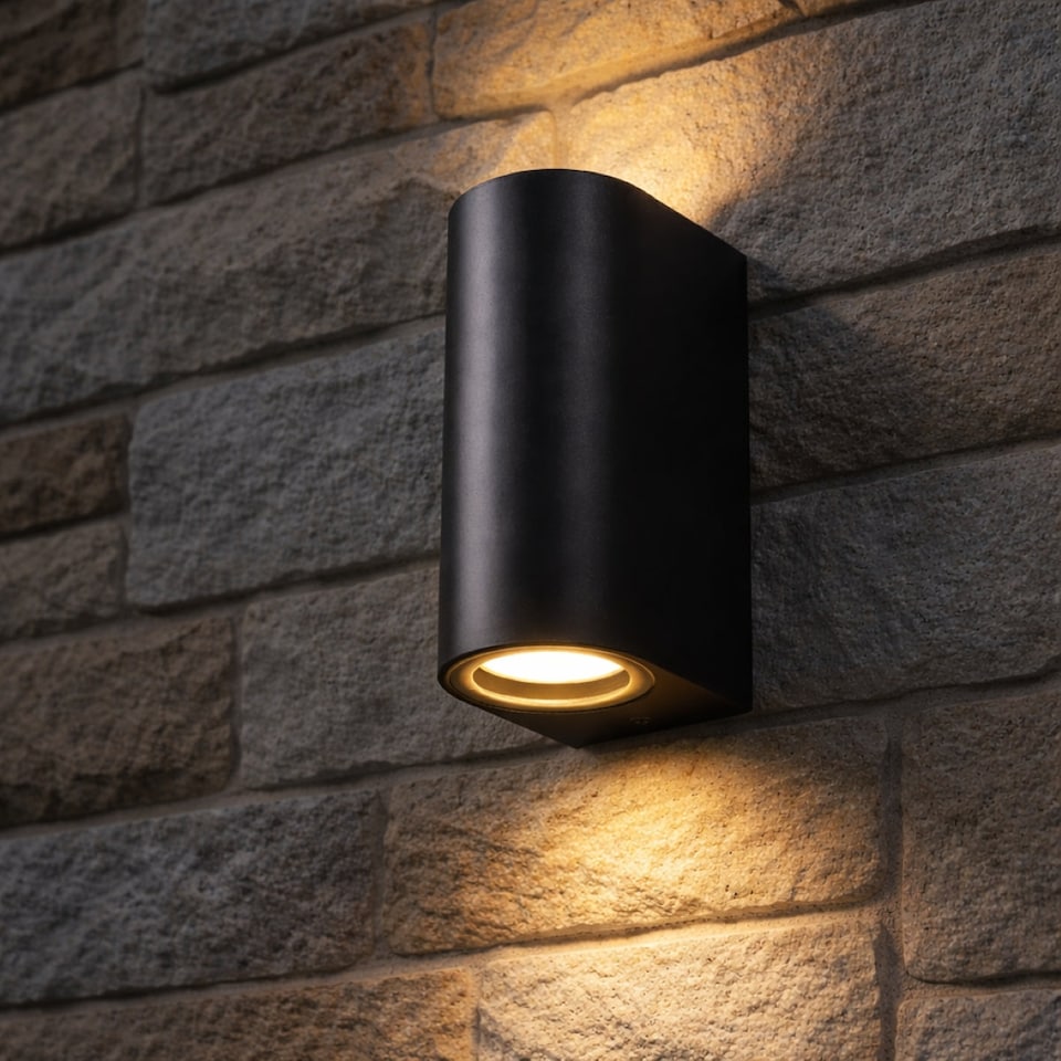 image 1 of CGC EILEEN Black Curved Double GU10 Outdoor Wall Light | Black | Black