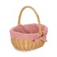 image 1 of Cotton Lined Full Buff Willow Child’s Shopping Basket Red | Red Checked | One Size