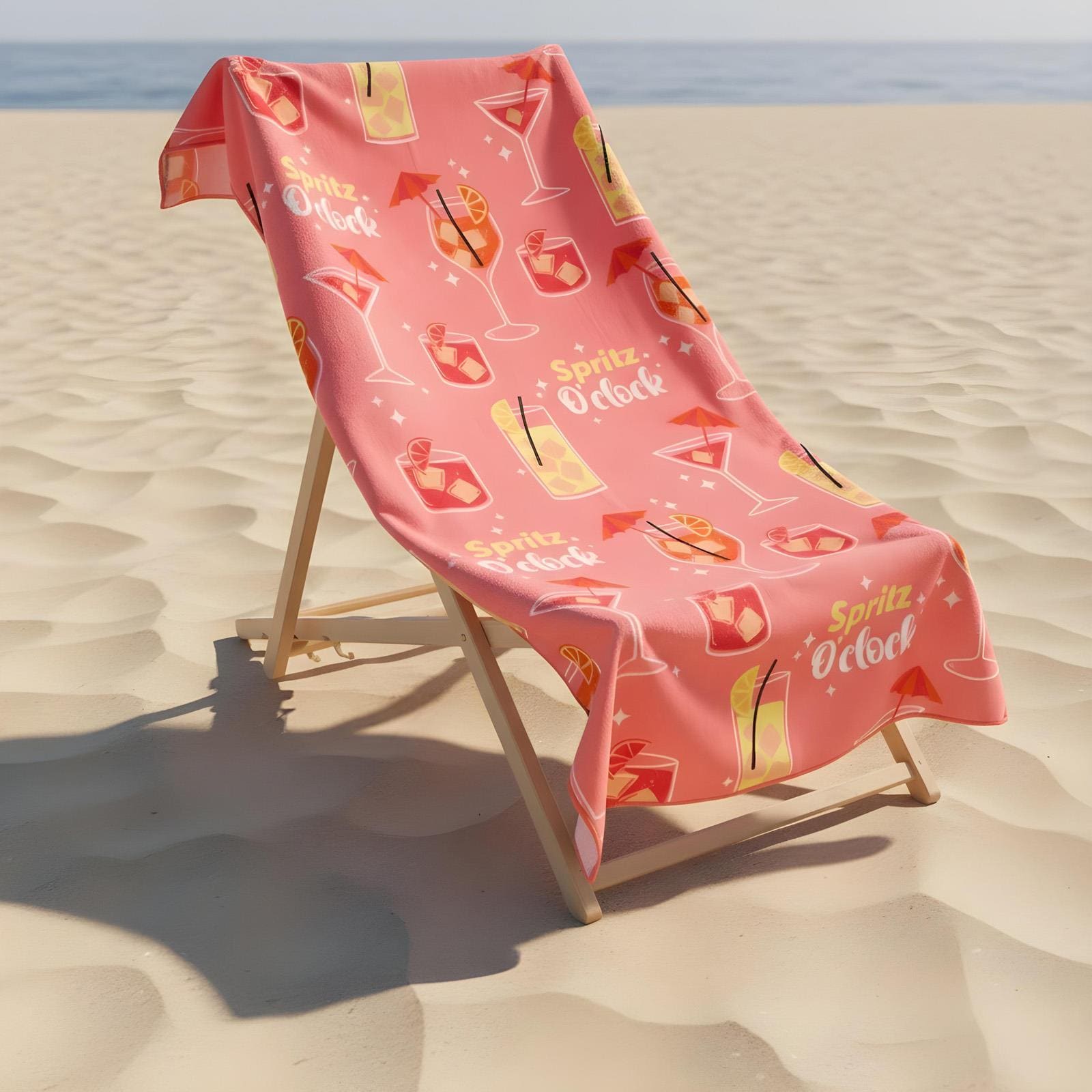 OHS Slogan Beach Towel Printed Quick Dry Summer Travel Microfibre Absorbent Swim Multi Aperol Spritz One size
