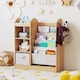 image 3 of COSTWAY Kids Bookshelf Mirror Toy Storage Organizer with Full-Length