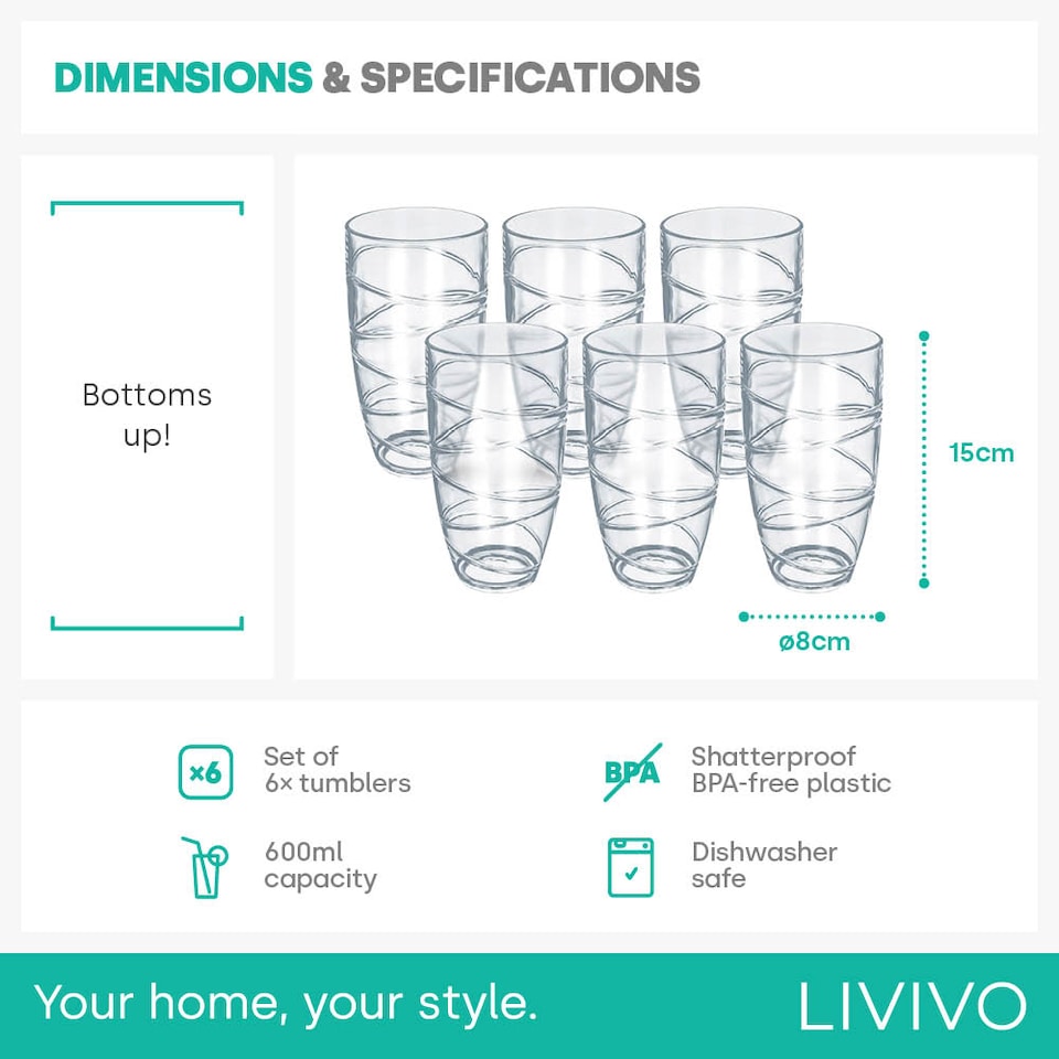 image 1 of Clear Plastic Tumblers Set of 6