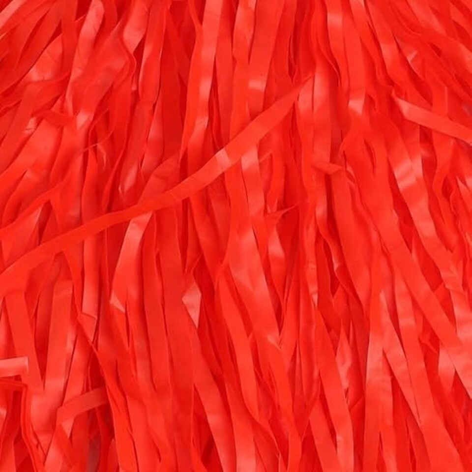 image 1 of White and Red Pom Poms – Pair with Handle Cheerleader Shakers 80g Fancy Dress N/A | One Size