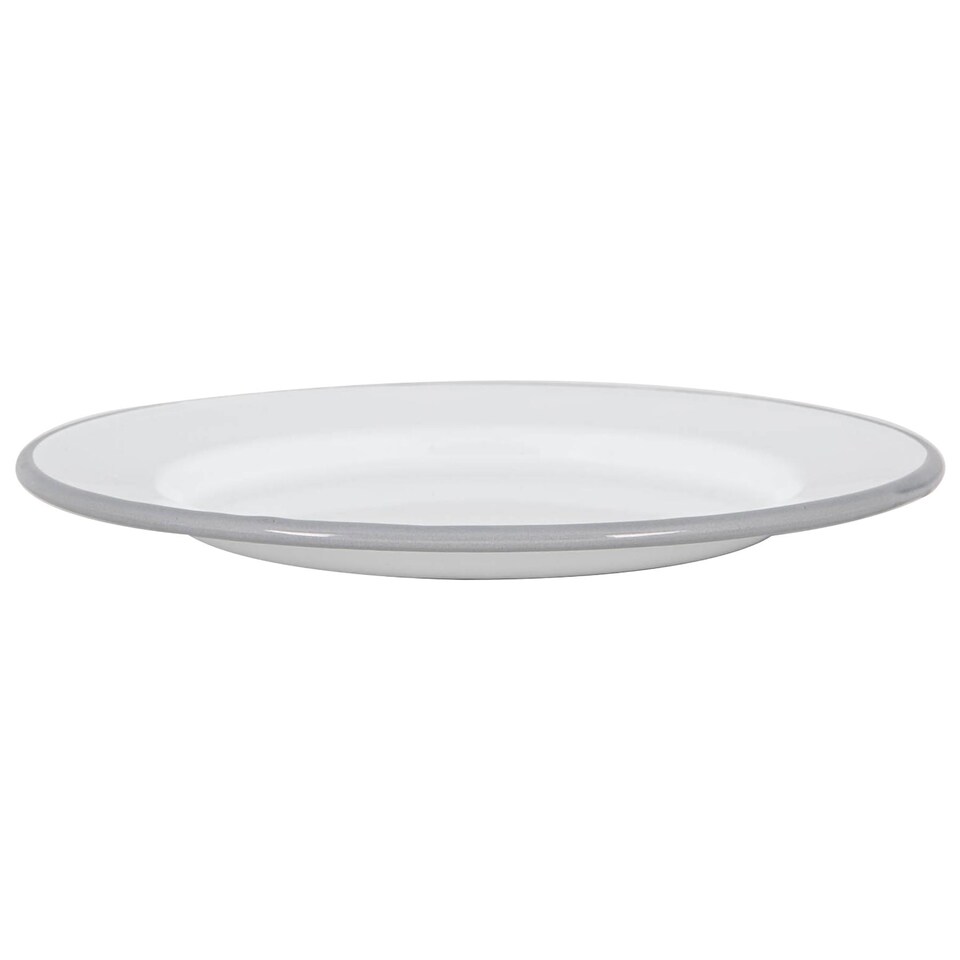image 1 of Argon Tableware White Enamel Dinner Plates - 25.5cm - Grey - Pack of 6 | Grey | Grey