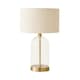 image 4 of ValueLights Jessy Glass and Gold Metal Bedside Table Lamp with a Cream Boucle Lampshade Cream