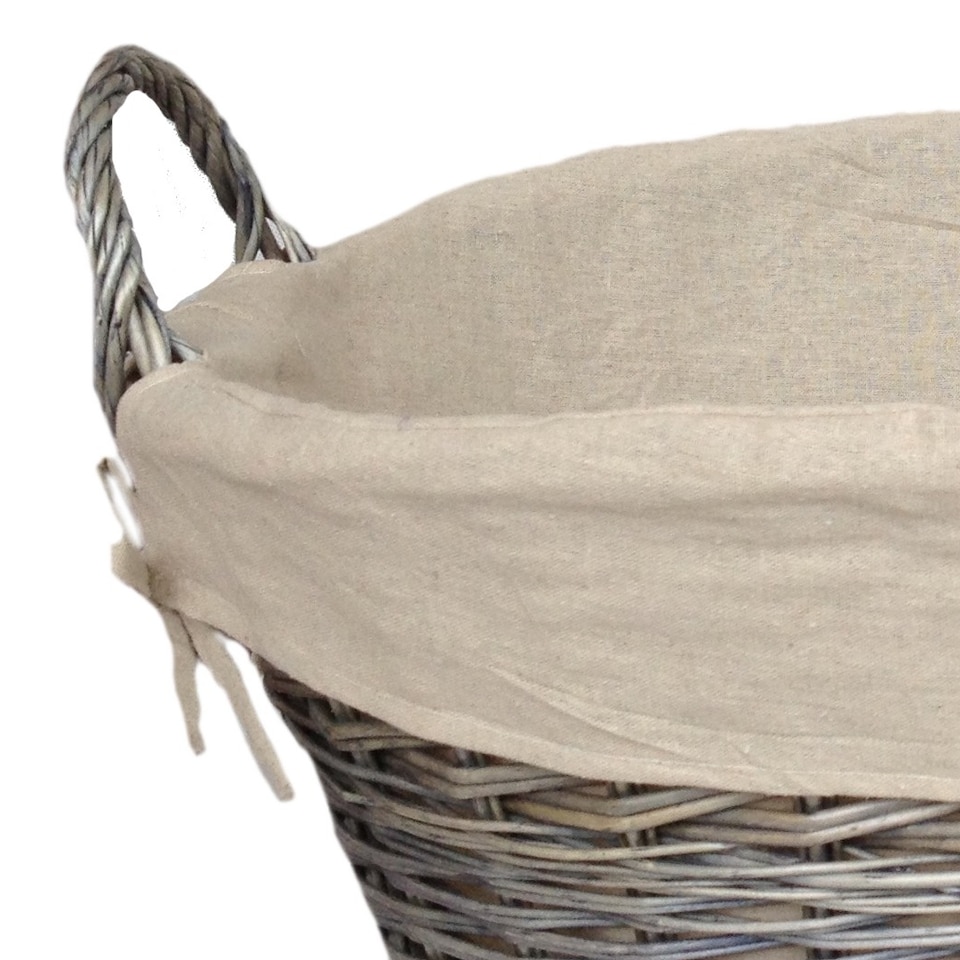 image 1 of Antique Wash Lined Laundry Basket | Grey | Grey