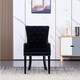 image 2 of Set of 6 Velvet Dining Chairs with Armrest, Ergonomic Scoop Knockerback & Button Tufted Wood Legs Black