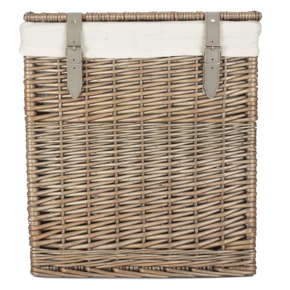 image 1 of Small Boutique Antique Wash Storage Laundry Basket With Lining | Grey | Grey