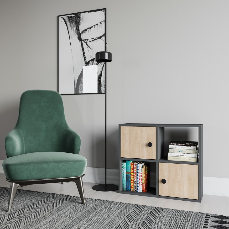 image 1 of Decorotika Tuttle 2-tier and 2 Cabinets Bookcase