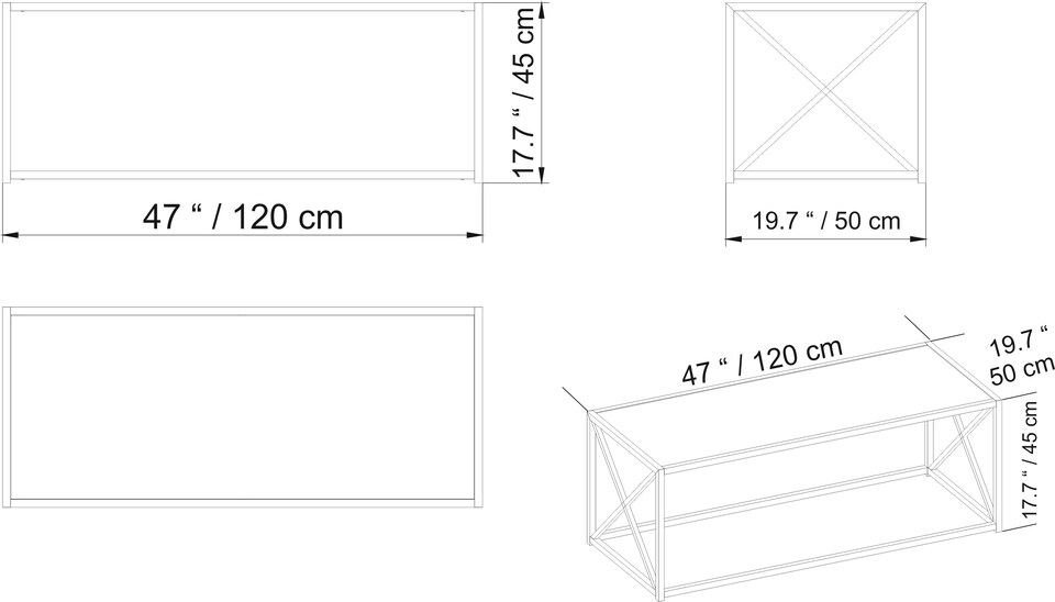 image 1 of Decorotika Geises Coffee Table Metal Frame and Tempered Glass - 45 cm H x 120 cm L x 50 cm D