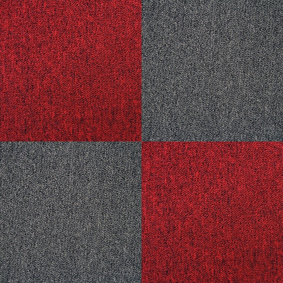 image 1 of 40 x Carpet Tiles 10m2 / Scarlet Red & Charcoal Black Red