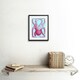 image 3 of Vintage Octopus Bright Pink Turquoise Sea Life Design 9x7" Black Framed Wall Art Print