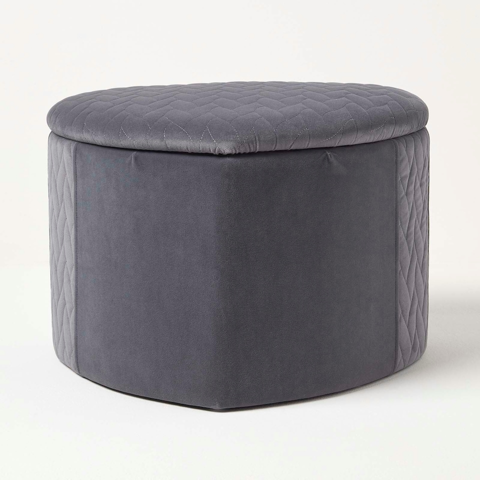 image 1 of Homescapes Arundel Heart-Shaped Velvet Footstool with Storage, Grey