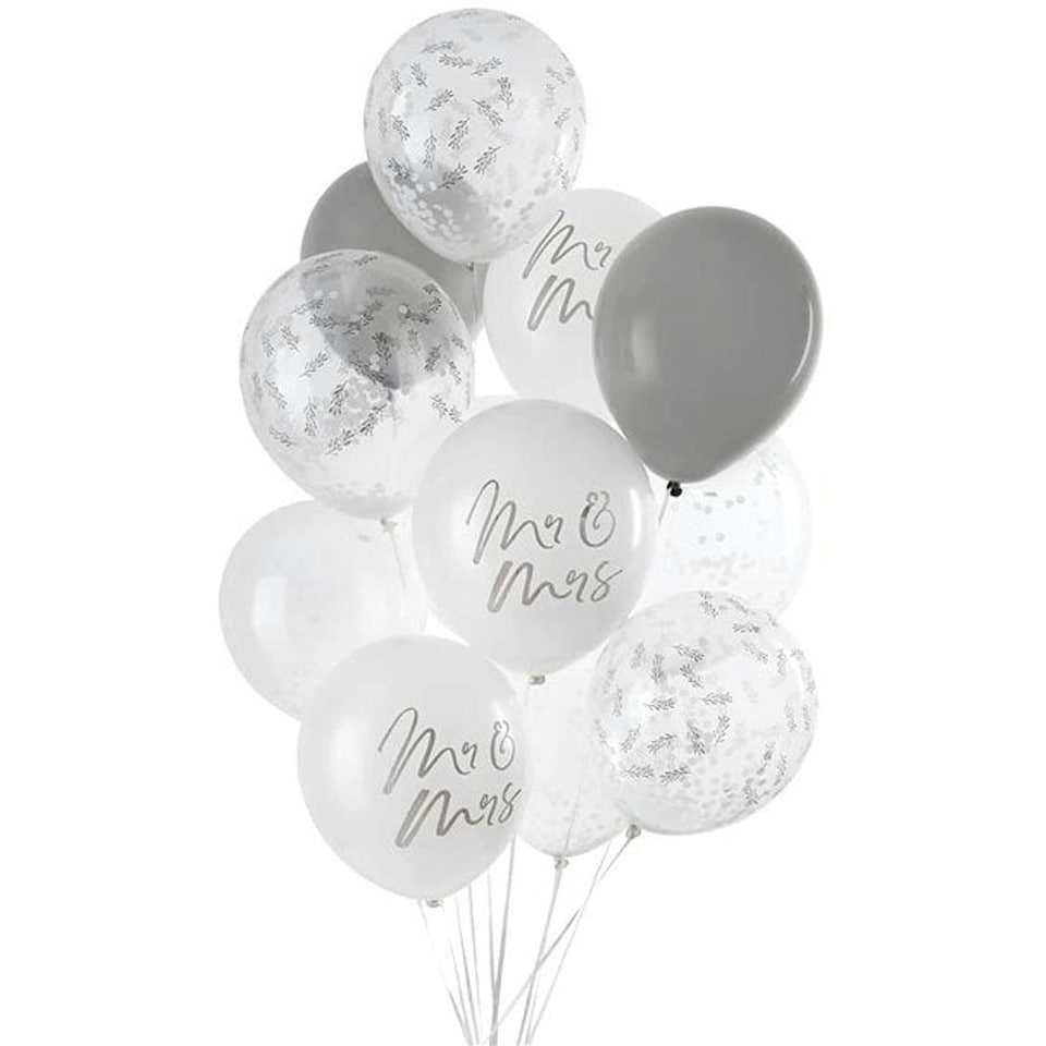 image 1 of Mr & Mrs Balloon Bundle 12pk HBGP144 | Multi