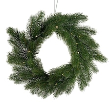 Charles Bentley 12in Faux Pre-Lit Decorative Green Christmas Front Door Wreath