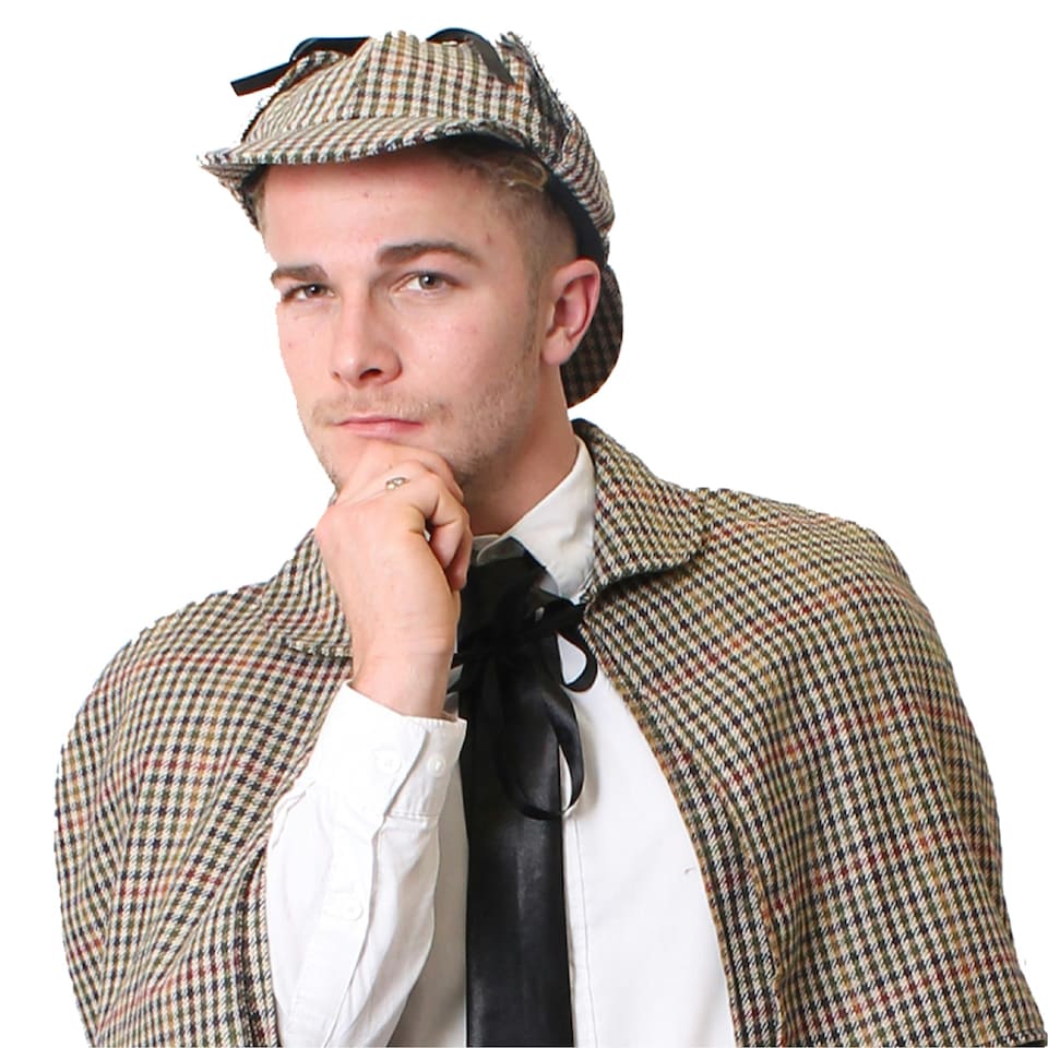 image 1 of Victorian Detective Deerstalker Hat – Classic Sherlock Holmes Fancy Dress Accessory N/A | One Size