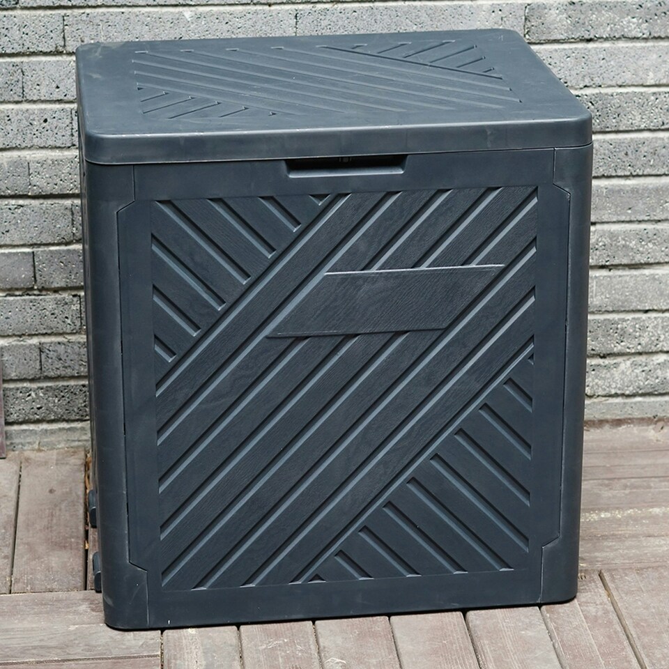 image 1 of Plastic 120L Storage Box Garden Outdoor Shed Deck Utility Cushion Chest Truck Black