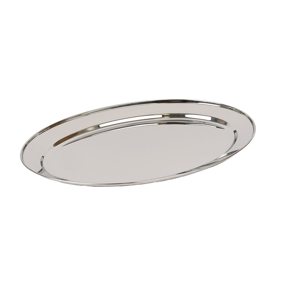 image 1 of Argon Tableware Oval Stainless Steel Serving Platter - 40cm x 27cm