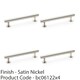 image 2 of 4 PACK - Round T Bar Pull Handle - Satin Nickel - 128mm Centres SOLID BRASS Drawer Door