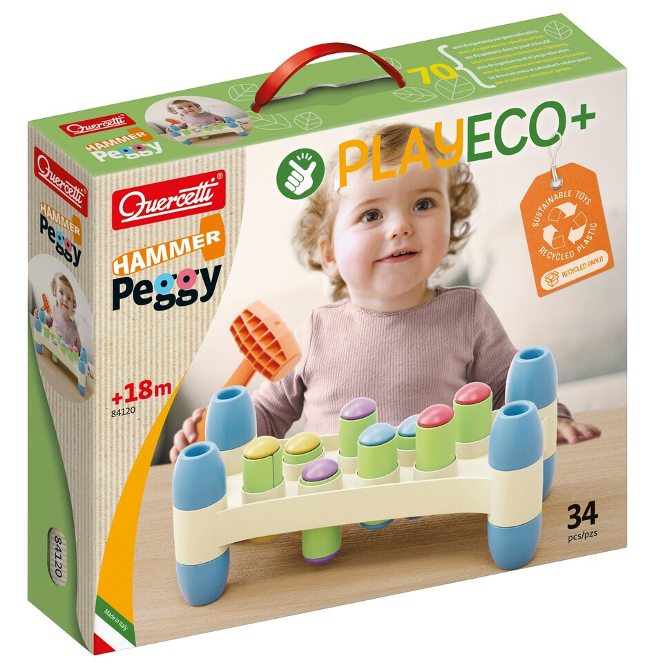 image 1 of Quercetti Play EcoPlus Hammer Peggy 34 Pieces