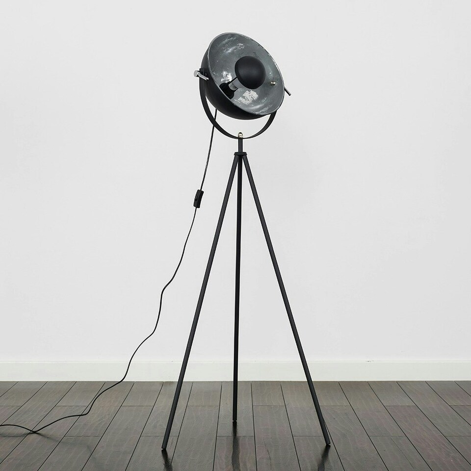image 1 of ValueLights Morpho Gloss Black Floor Lamp and LED Bulb