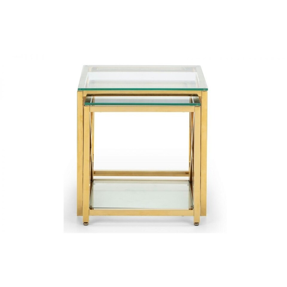 image 1 of Gold Chrome Frame Nest of Tables | Silver | Silver