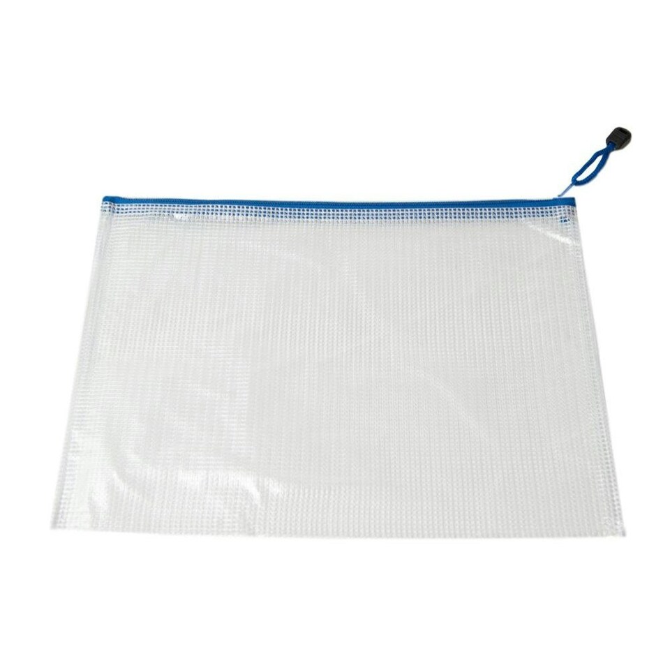 image 1 of Pack of 12 A5 Blue Zip Strong Mesh Bags - Tough Waterproof Storage