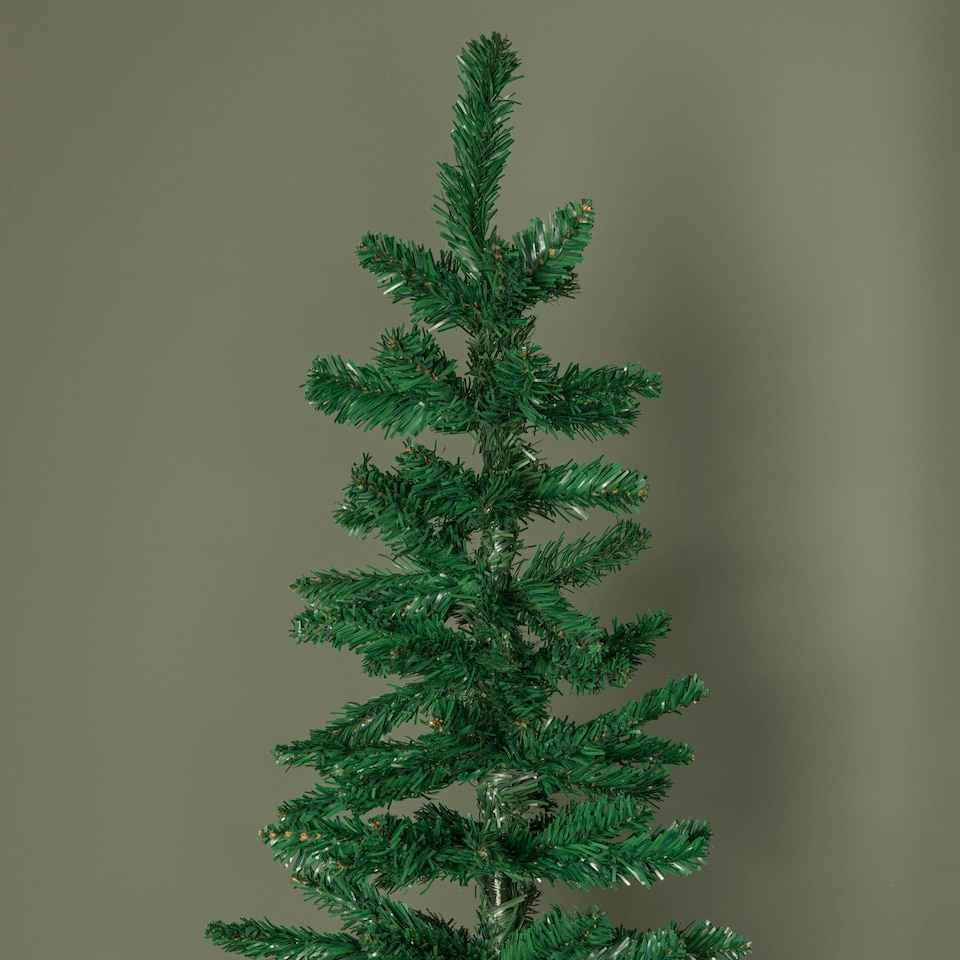 image 1 of 7ft (2.1m) Green Artificial Pencil Christmas Tree With Green Metal Stand and 401 Tips