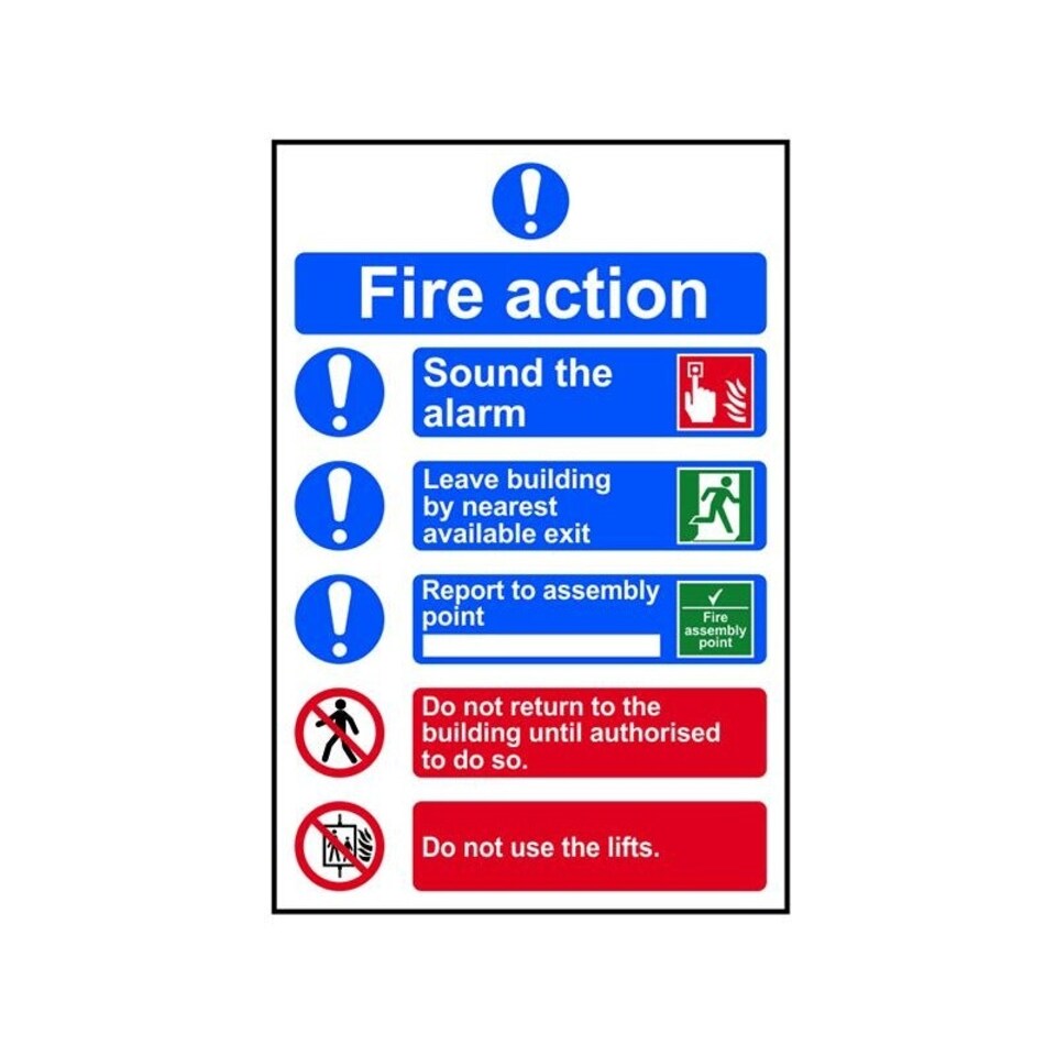 Scan Fire Action Procedure, Style 2 - Pvc Sign 200 X 300mm - Multi Colour - 200 x 300mm