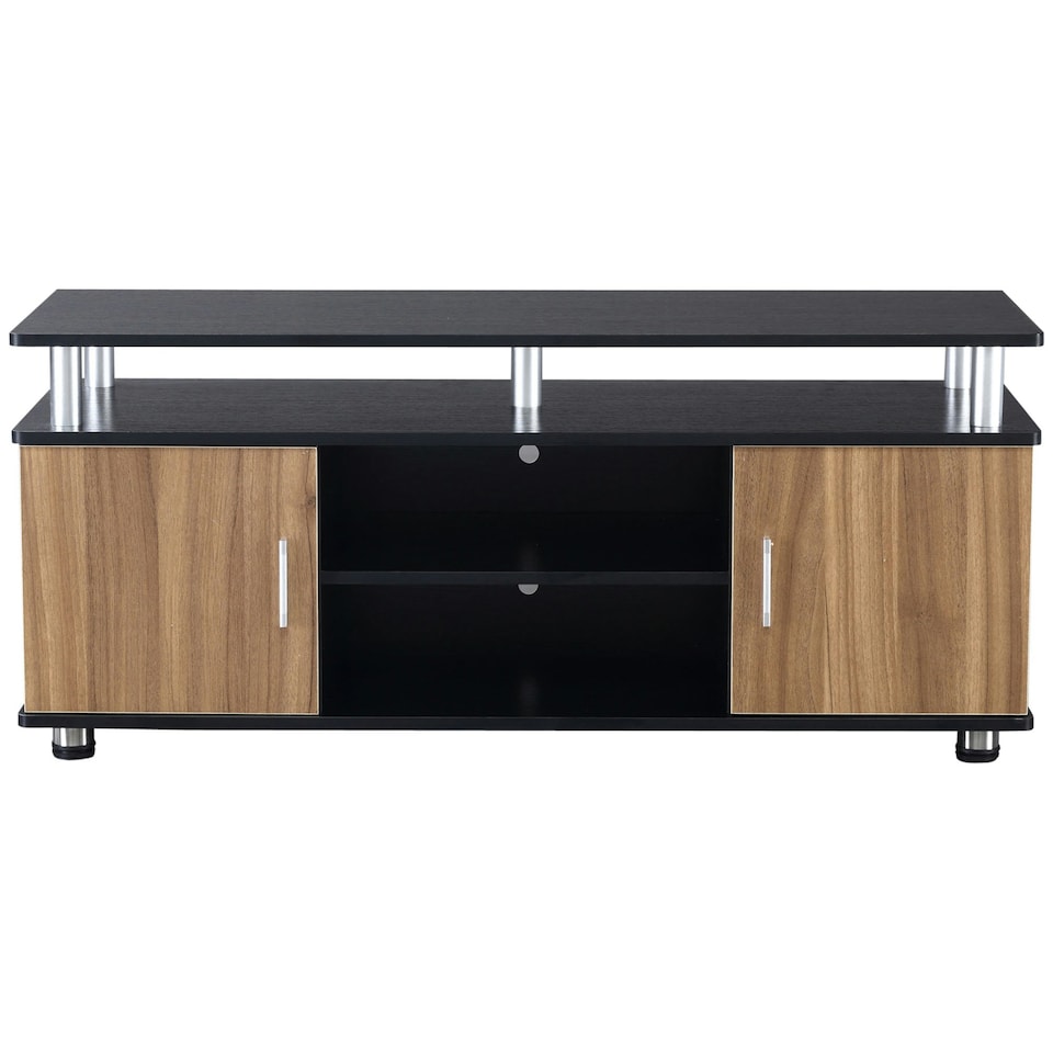 image 1 of HOMCOM TV Cabinet Stand Entertainment Center Media Console Storage Black, Walnut