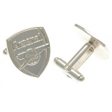 Arsenal FC Silver Plated Crest Cufflinks - Silver - One Size